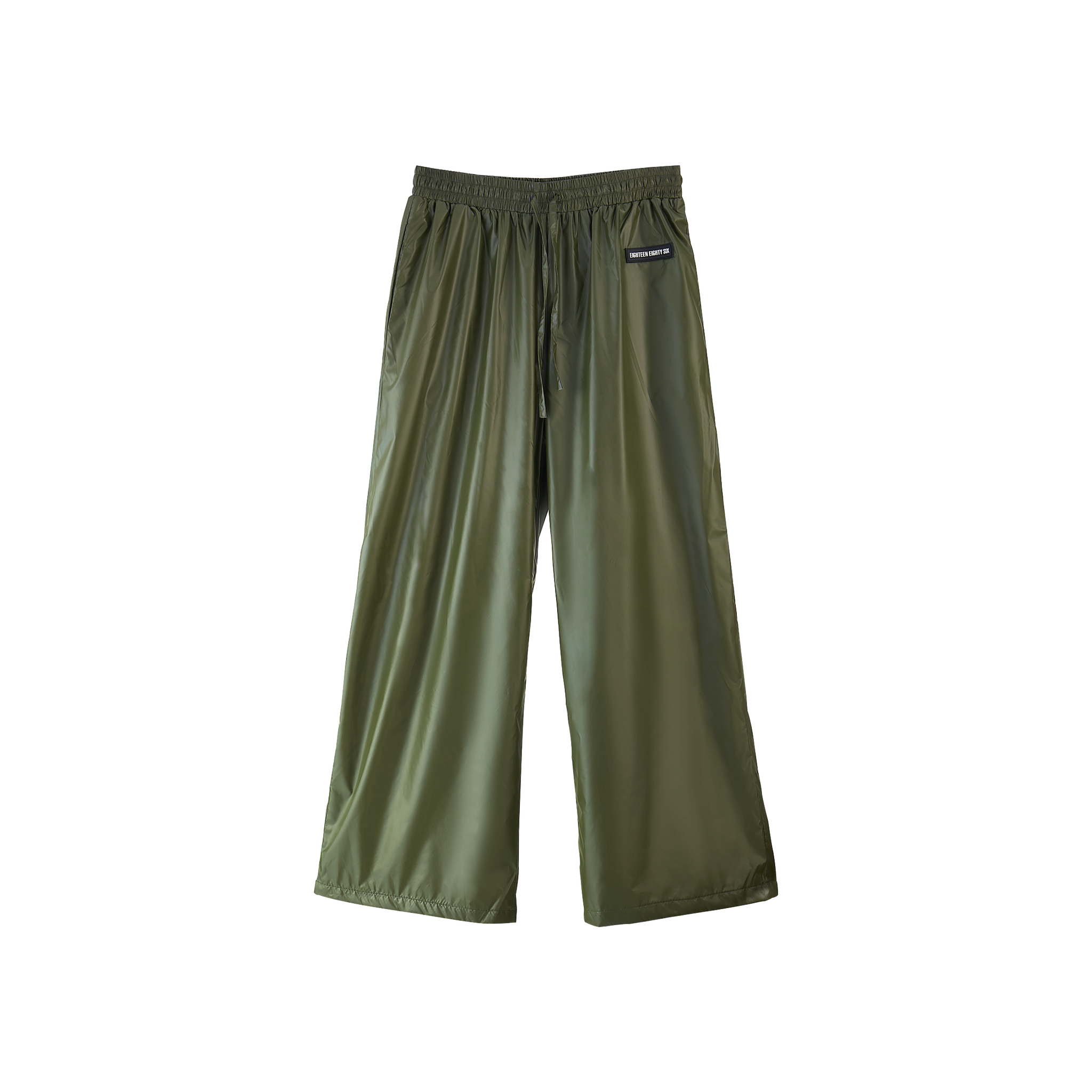 nylon wide leg pants olive green