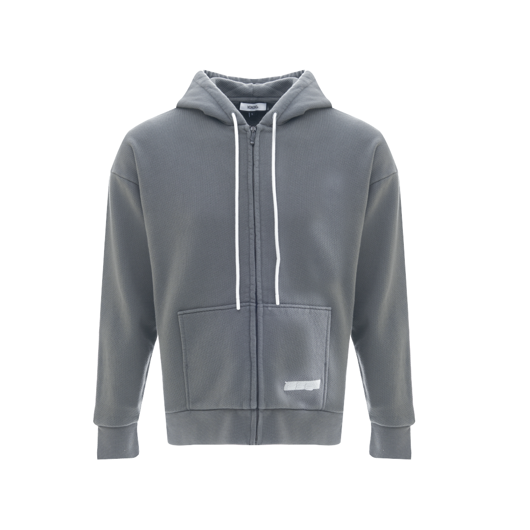 Zipper Oversized Hoodie-Grey