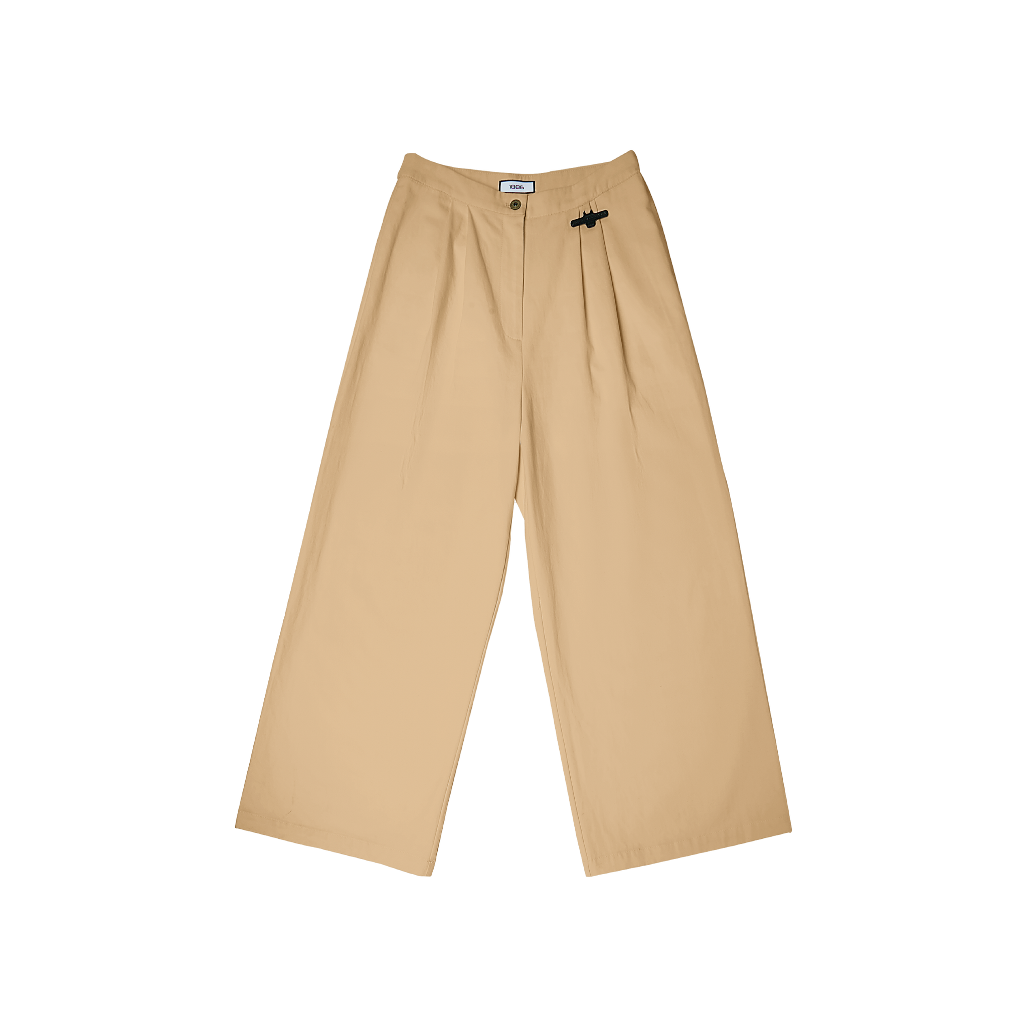 Pantalon large à détails plissés - kaki