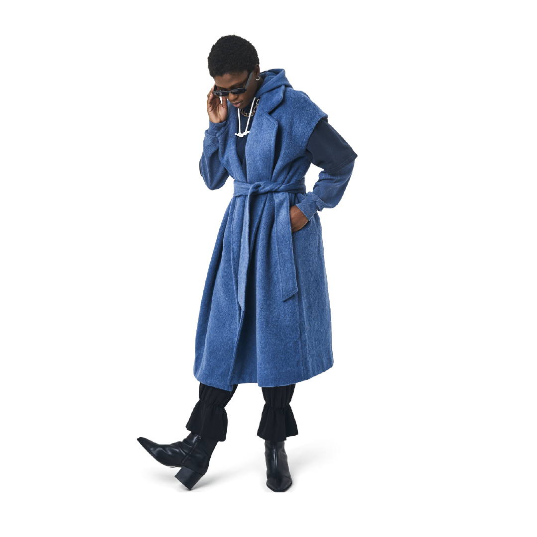 manteau sans manches bleu