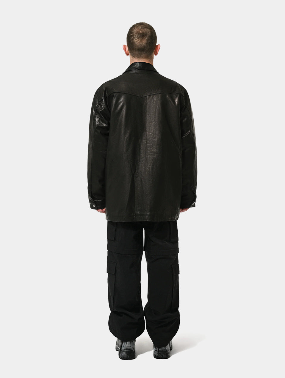 AGED LEATHER RANCH COAT - BLACK