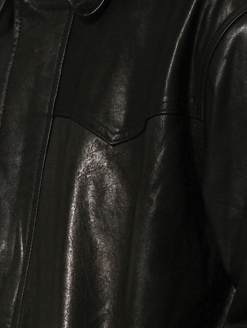 AGED LEATHER RANCH COAT - BLACK
