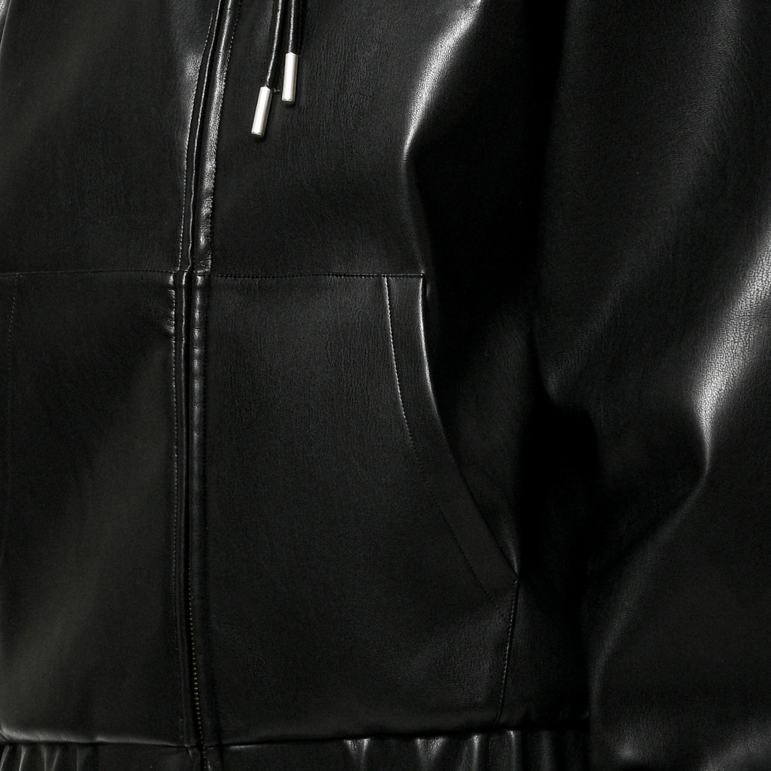FAUX LEATHER HOODIE - BLACK – 1886 fashion