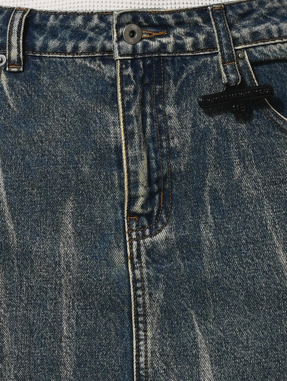 BLEACHED MINI SKIRT - BLUE