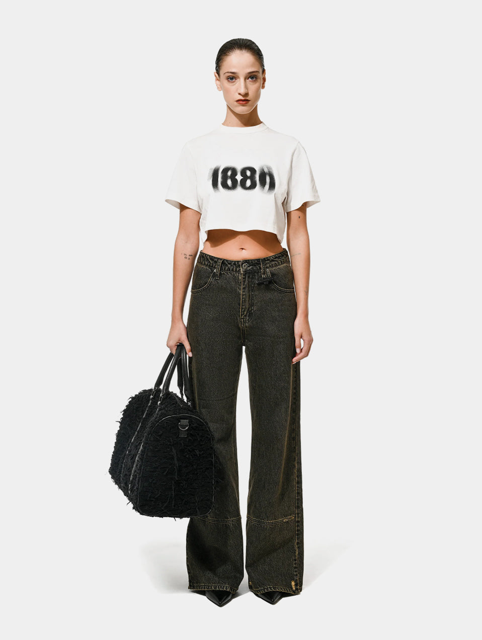BLURED 1886 CROPPED TEE - WHITE