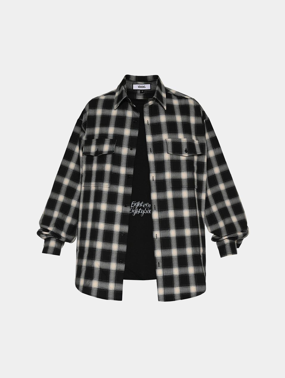 CHECK T SHIRT- DARK GREY