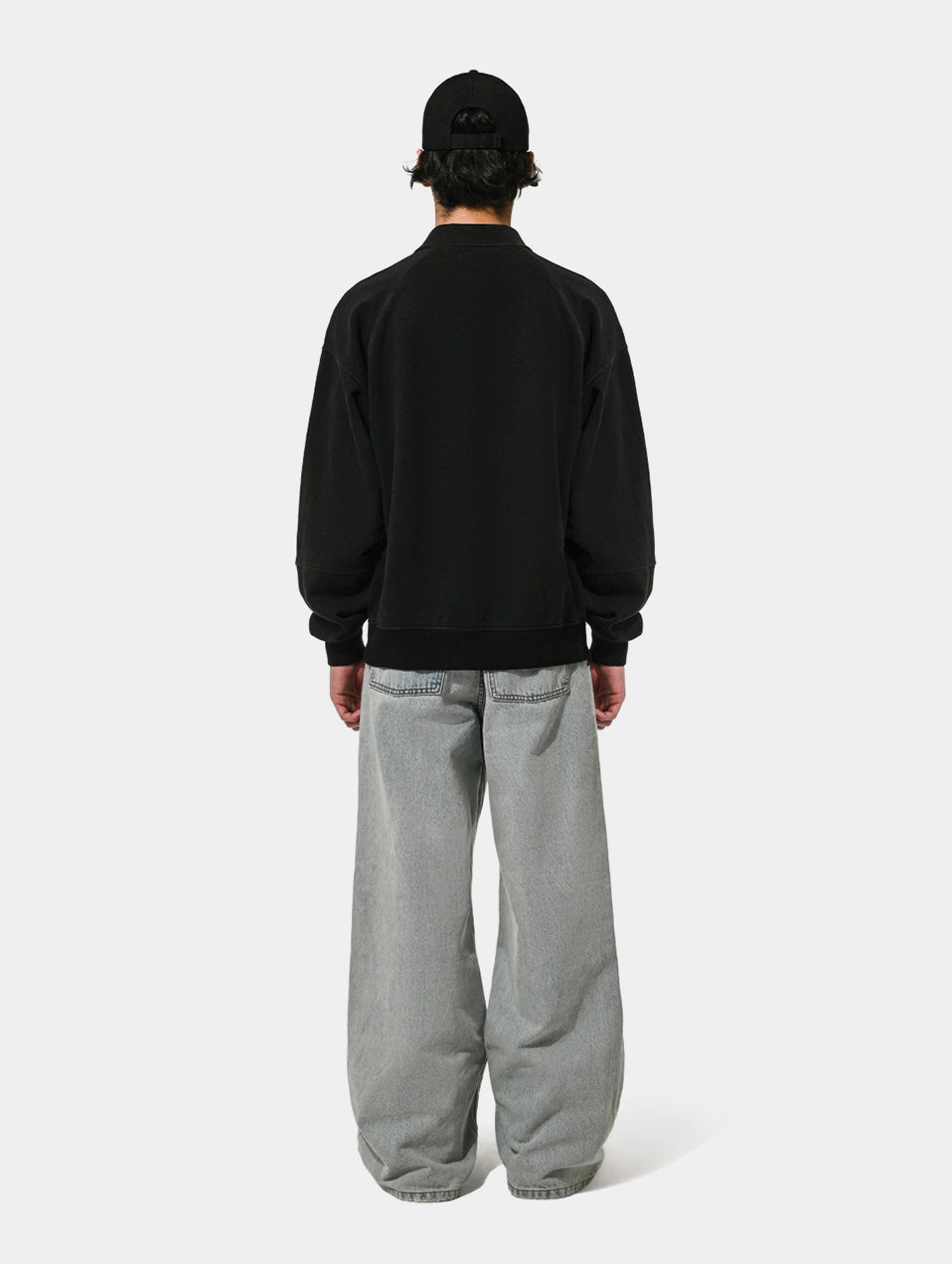 CLASSIC POLO SWEATSHIRT  - BLACK