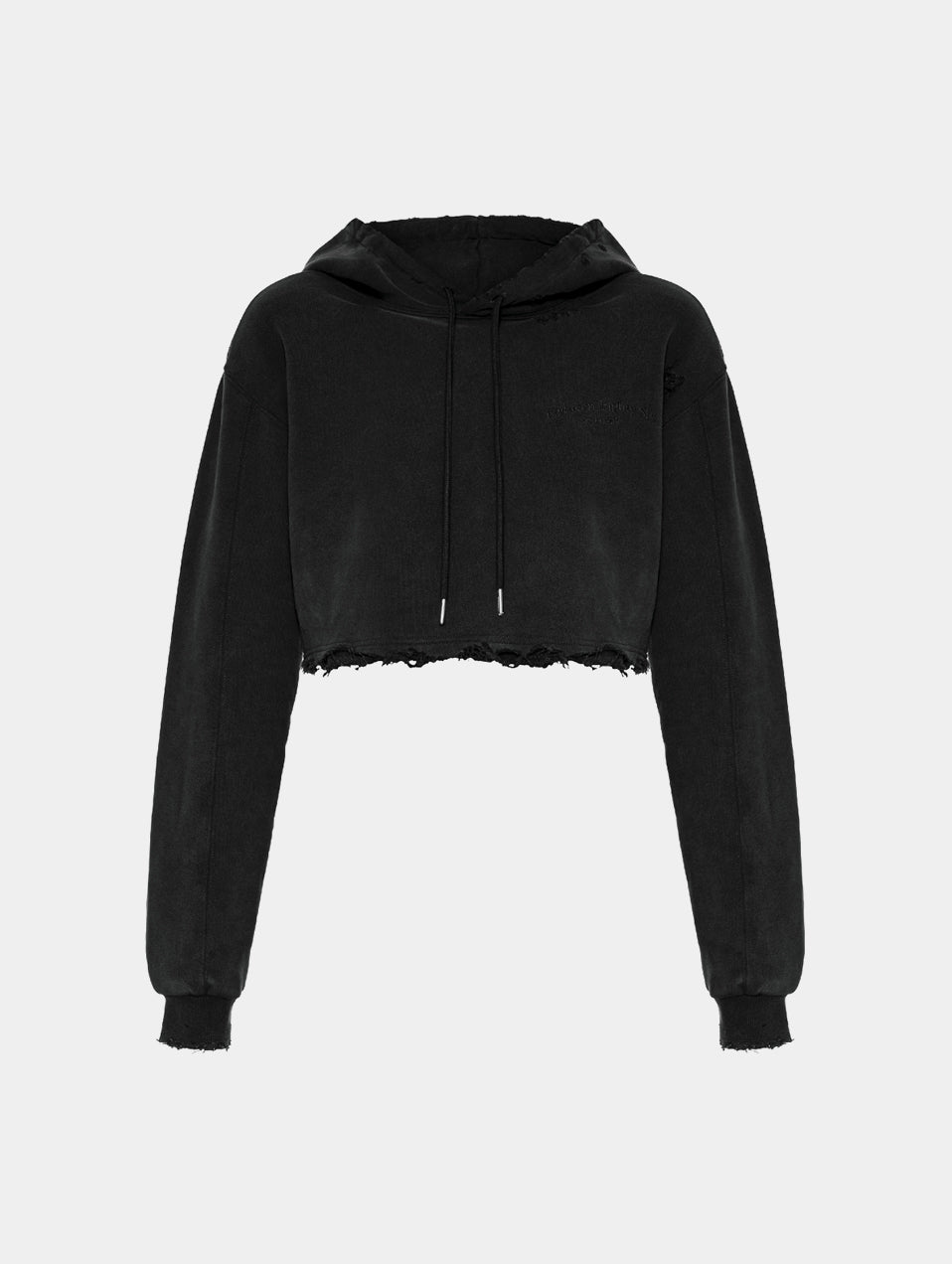 CROPPED DISTRESSED GALLERY HOODIE