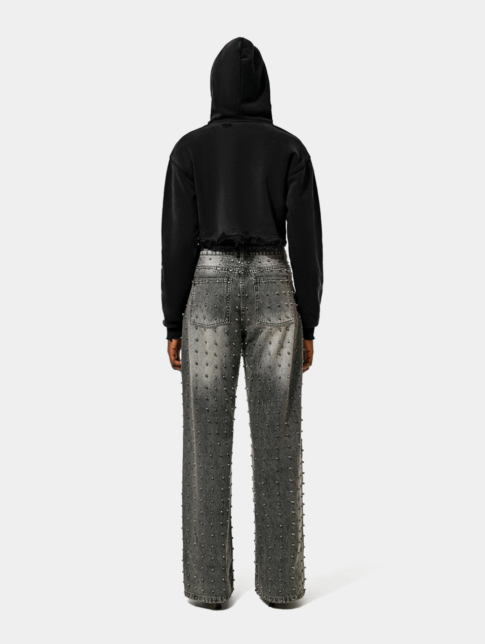 CROPPED DISTRESSED GALLERY HOODIE