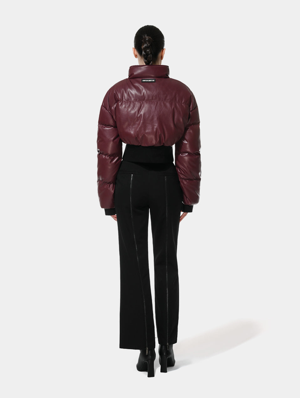 CROPPED LEATHER PUFFER JACKET