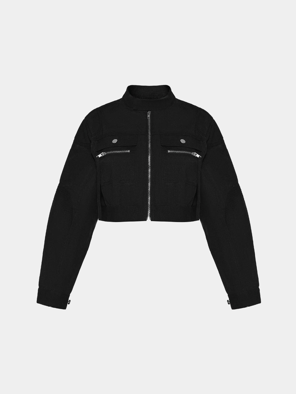 CROPPED WAXED BIKER JKT - Black