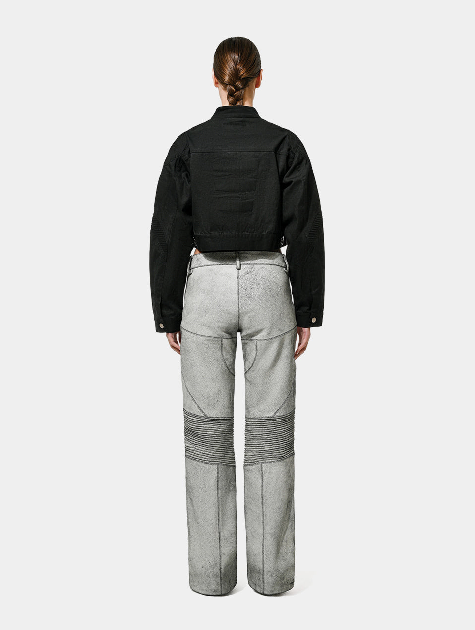 CROPPED WAXED BIKER JKT - Black