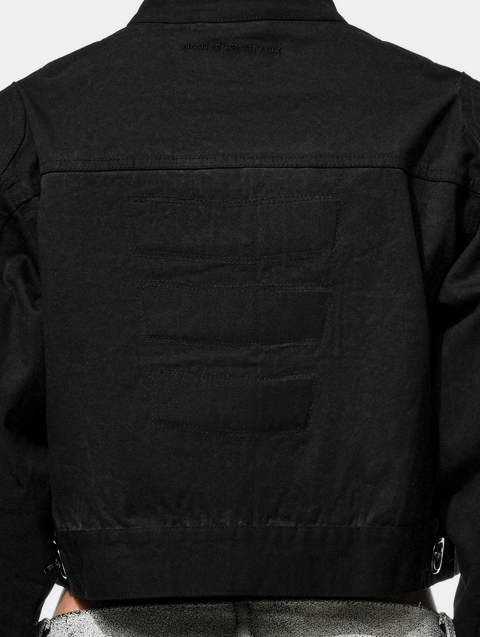 CROPPED WAXED BIKER JKT - Black