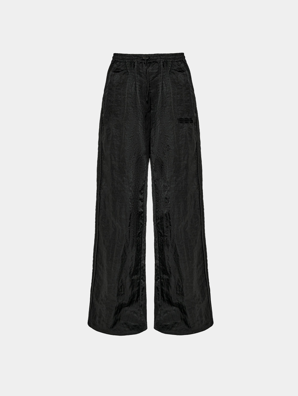 CRUSHED SATIN TRACK PANT - BLACK
