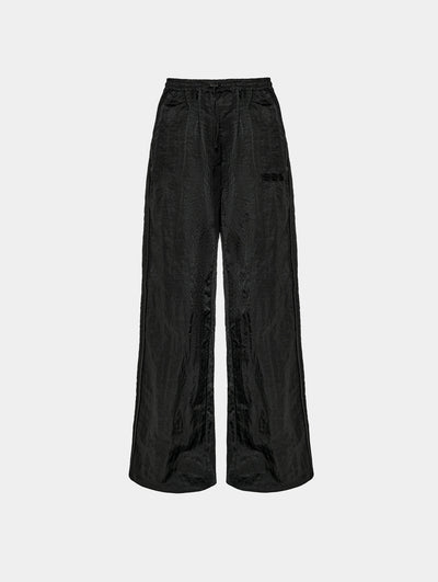 CRUSHED SATIN TRACK PANT - BLACK