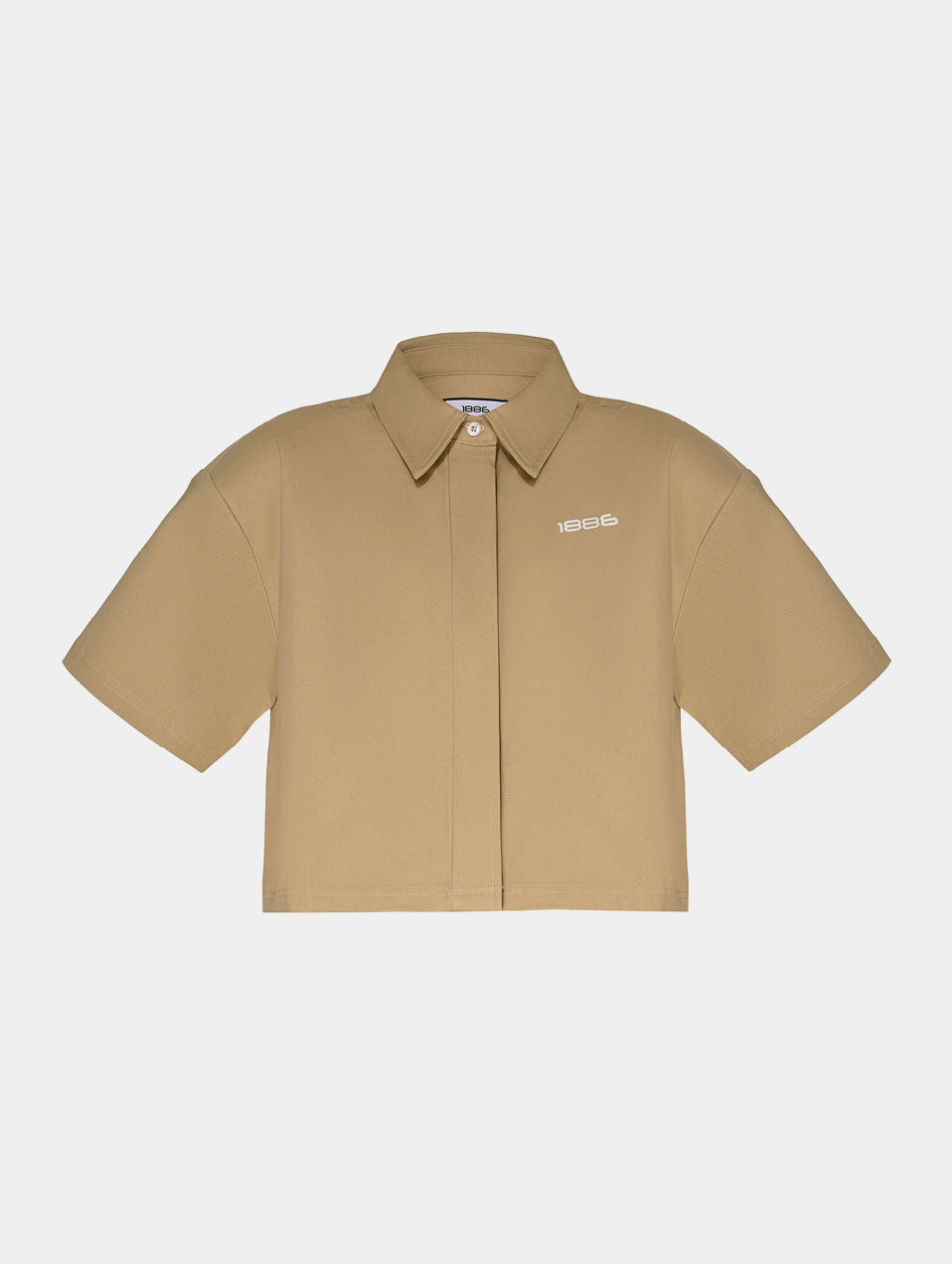 DISTRESSED CROPPED SHIRT- BEIGE