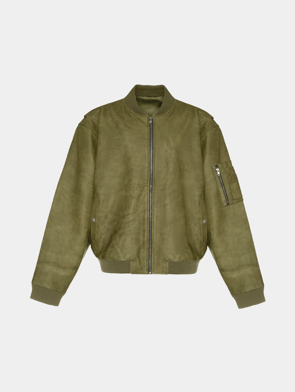 DYED LEATHER BOMBER - Green