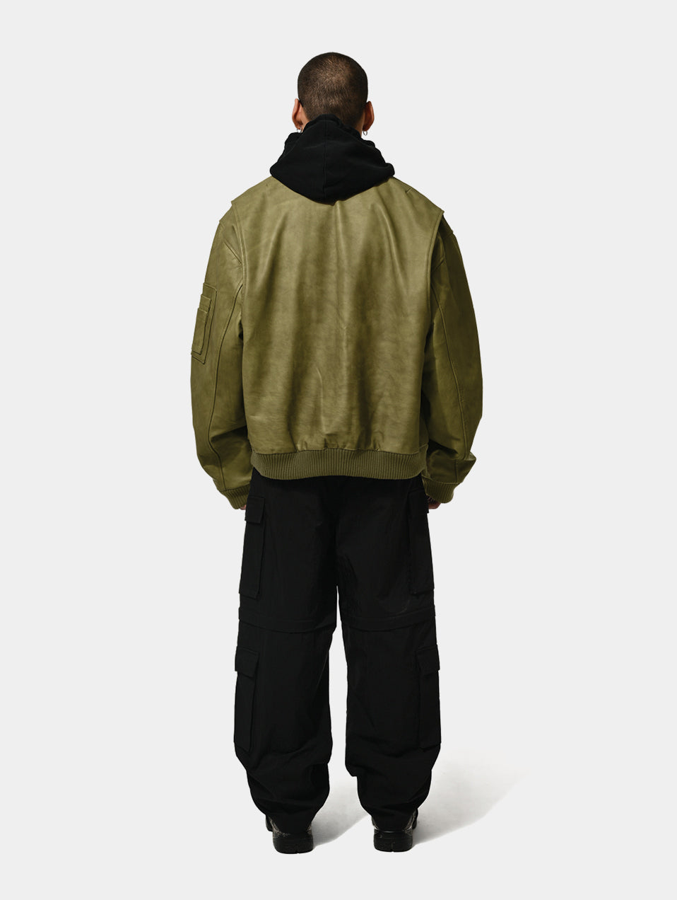 DYED LEATHER BOMBER - Green
