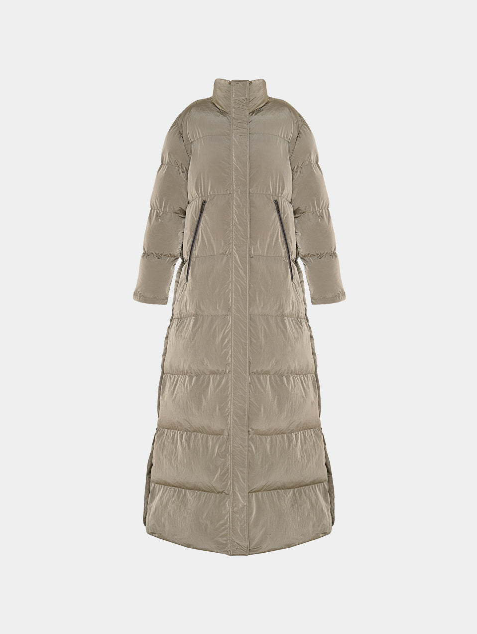 ELONGATED PADDED PUFFER - LIGHT SILVER GREY