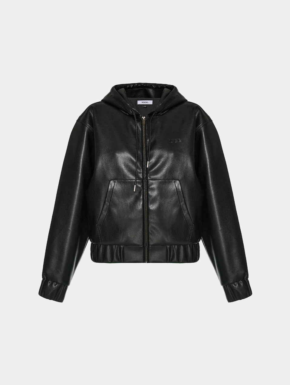 FAUX LEATHER HOODIE - BLACK