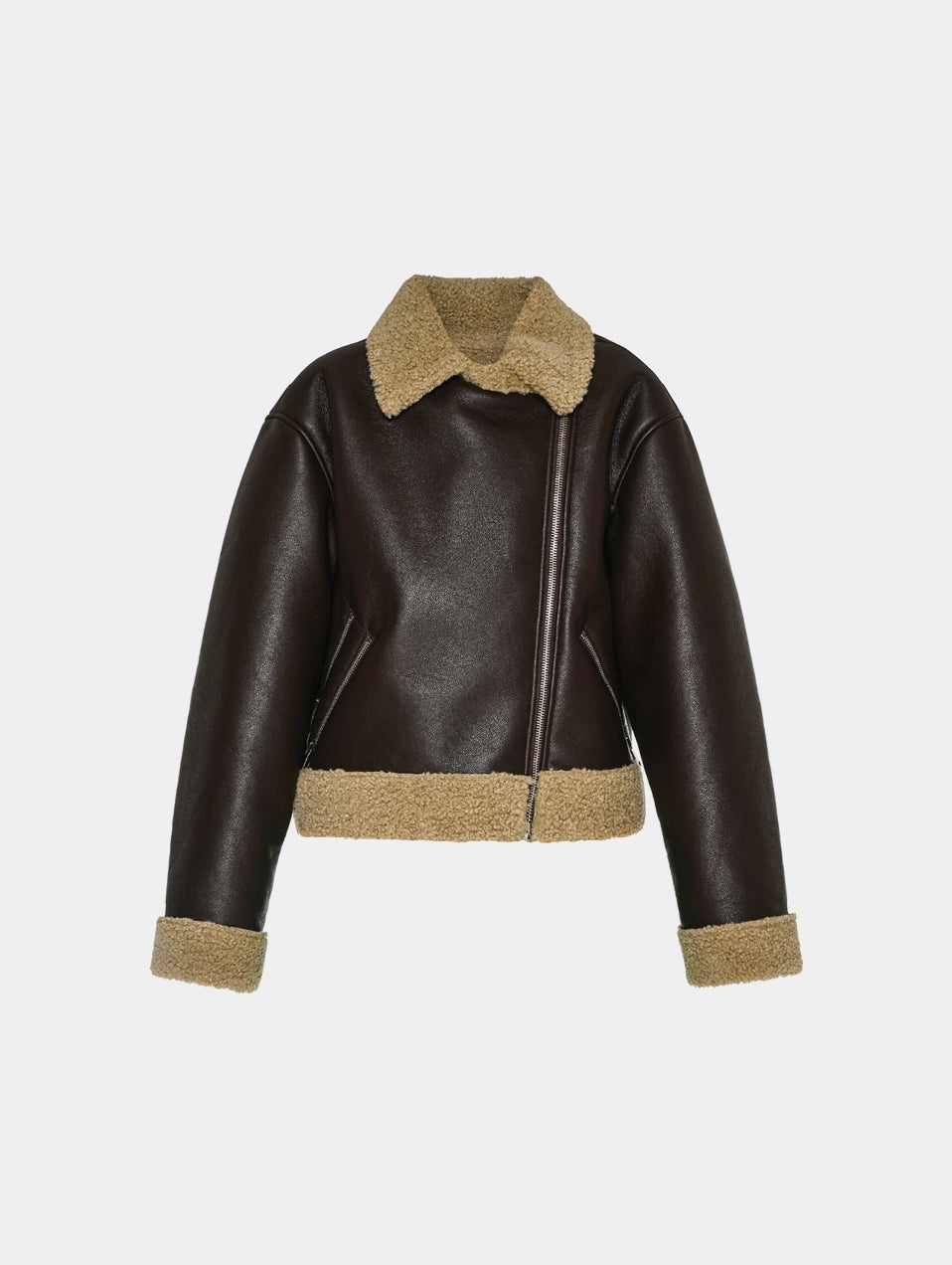 FAUX SHEARLING JKT - BROWN
