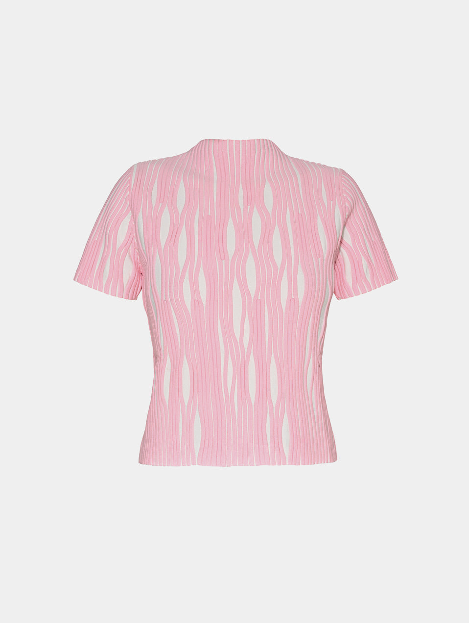 FITTED TEXTURED TOP - WHITE & PINK