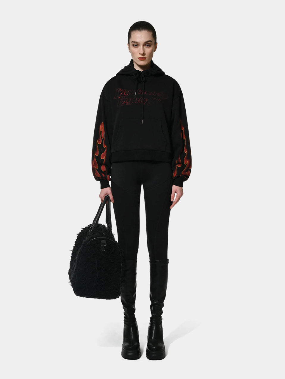 FLAME HOODIE W - BLACK