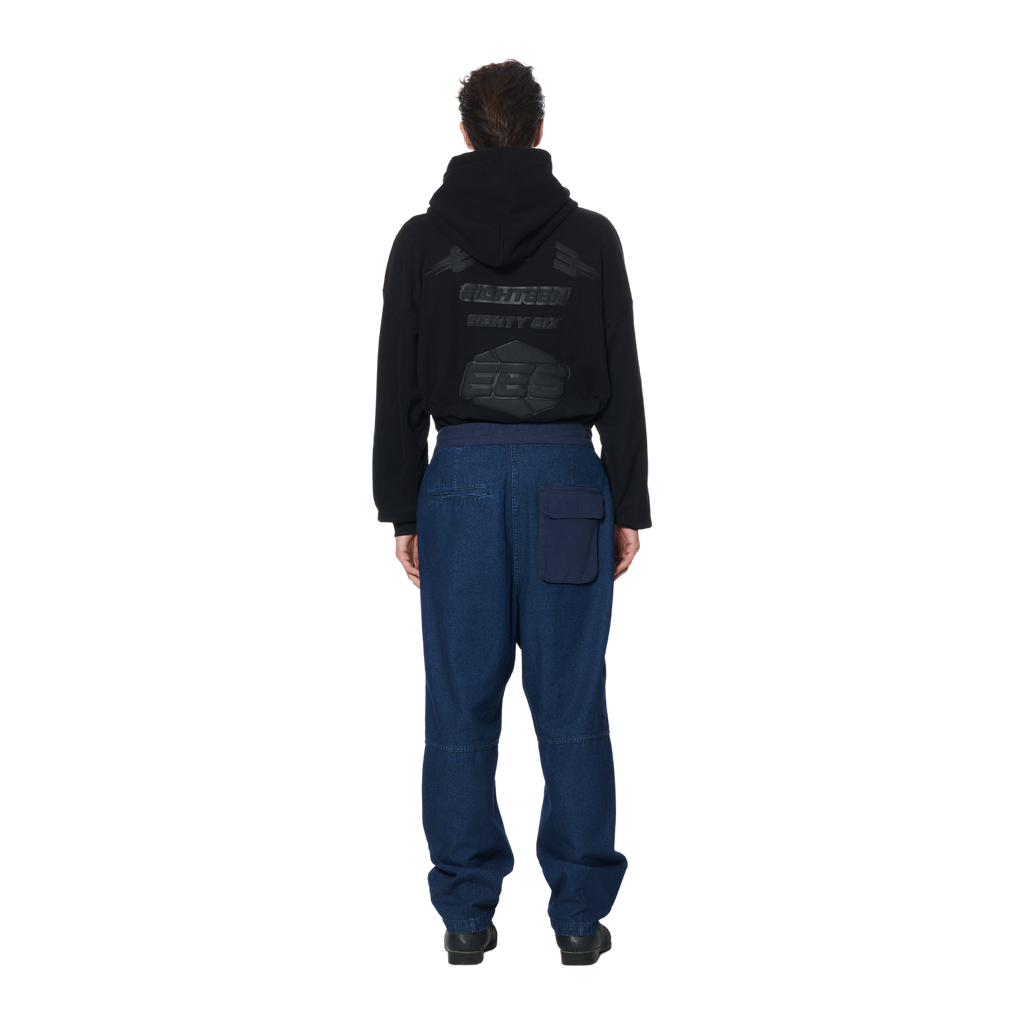 DENIM CARGO PANTS - BLUE