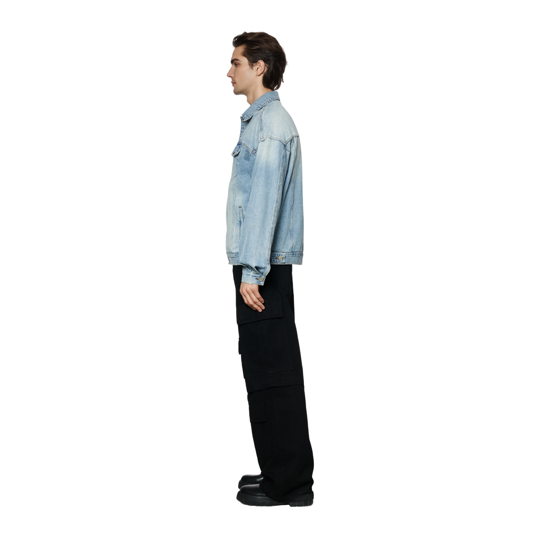 Chemise en jean ample à manches longues - Bleu clair