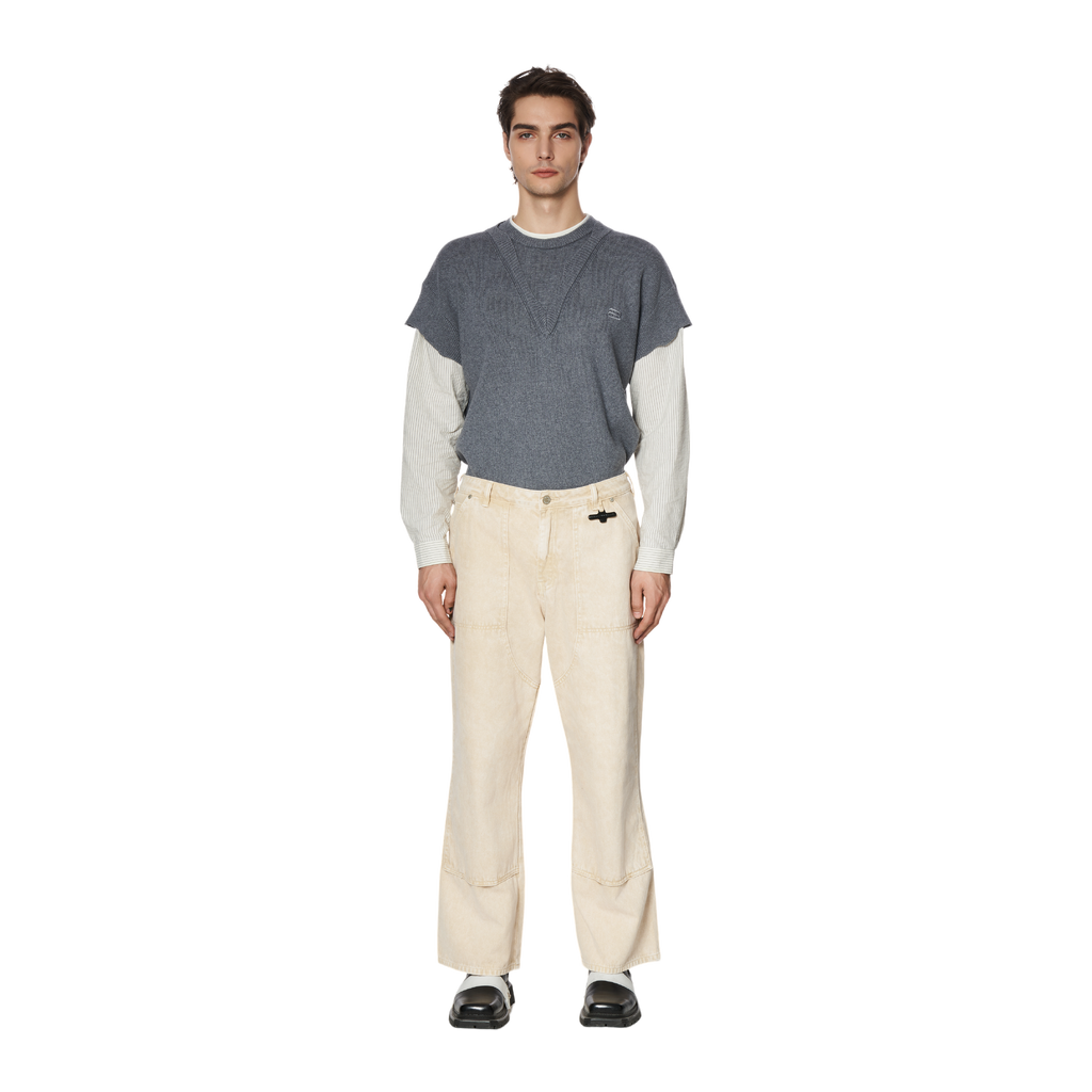 WIDE-LEG JEANS - BEIGE