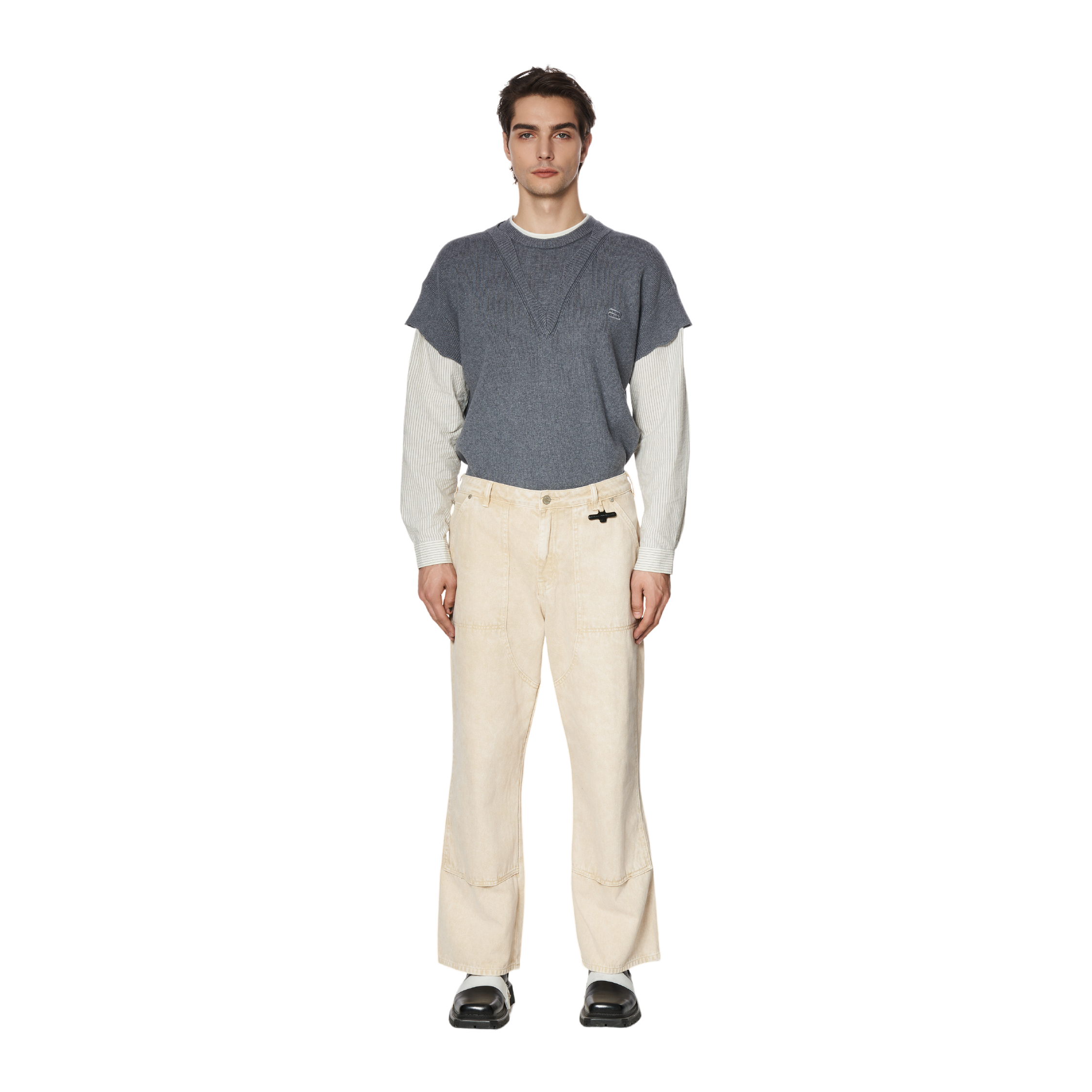 WIDE-LEG JEANS - BEIGE