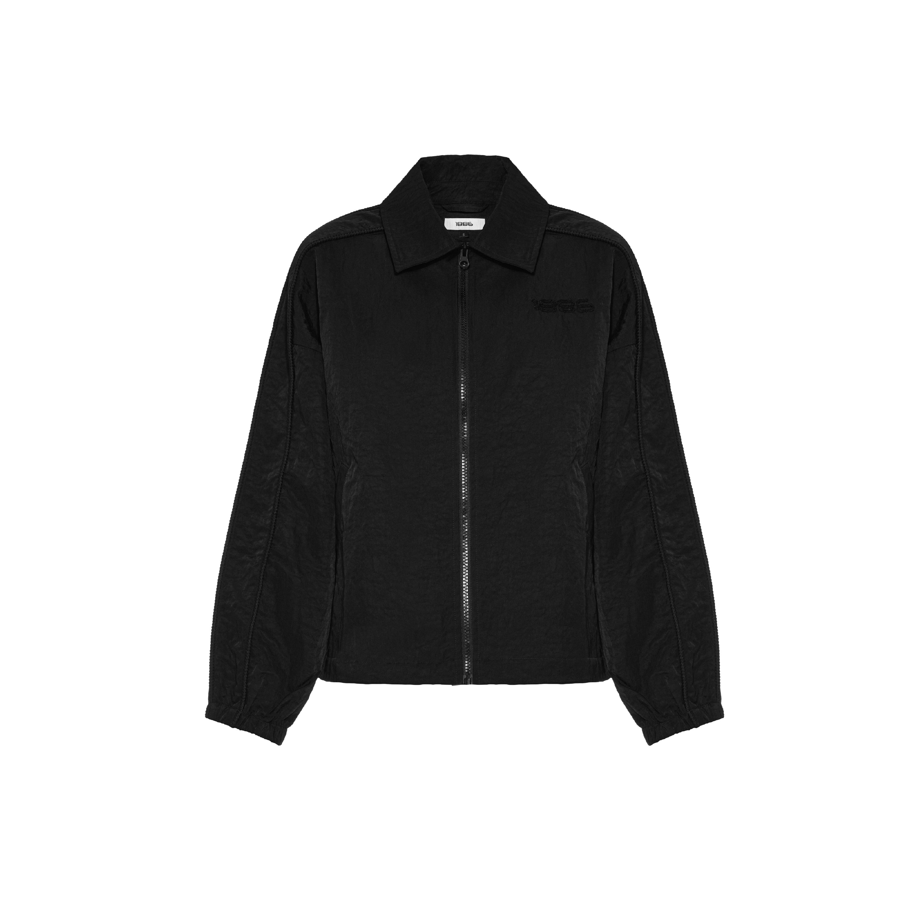 CRUSHED SATIN BLOUSON - BLACK – 1886 fashion