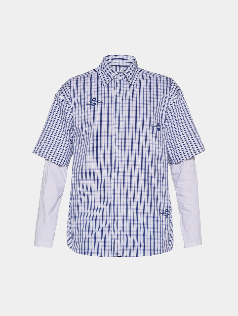 GINGHAM DOUBLE SHIRT - BLUE