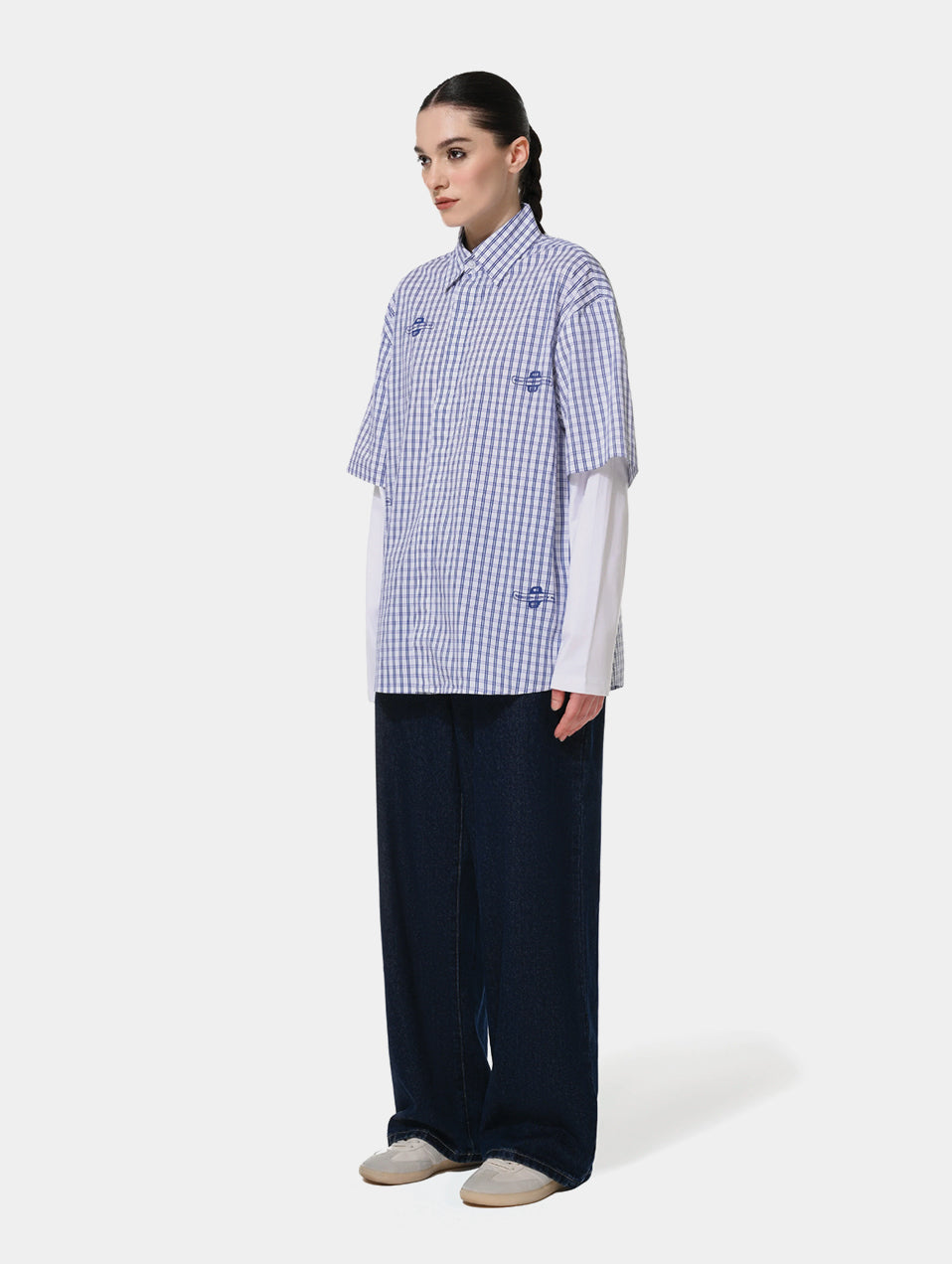 GINGHAM DOUBLE SHIRT - BLUE