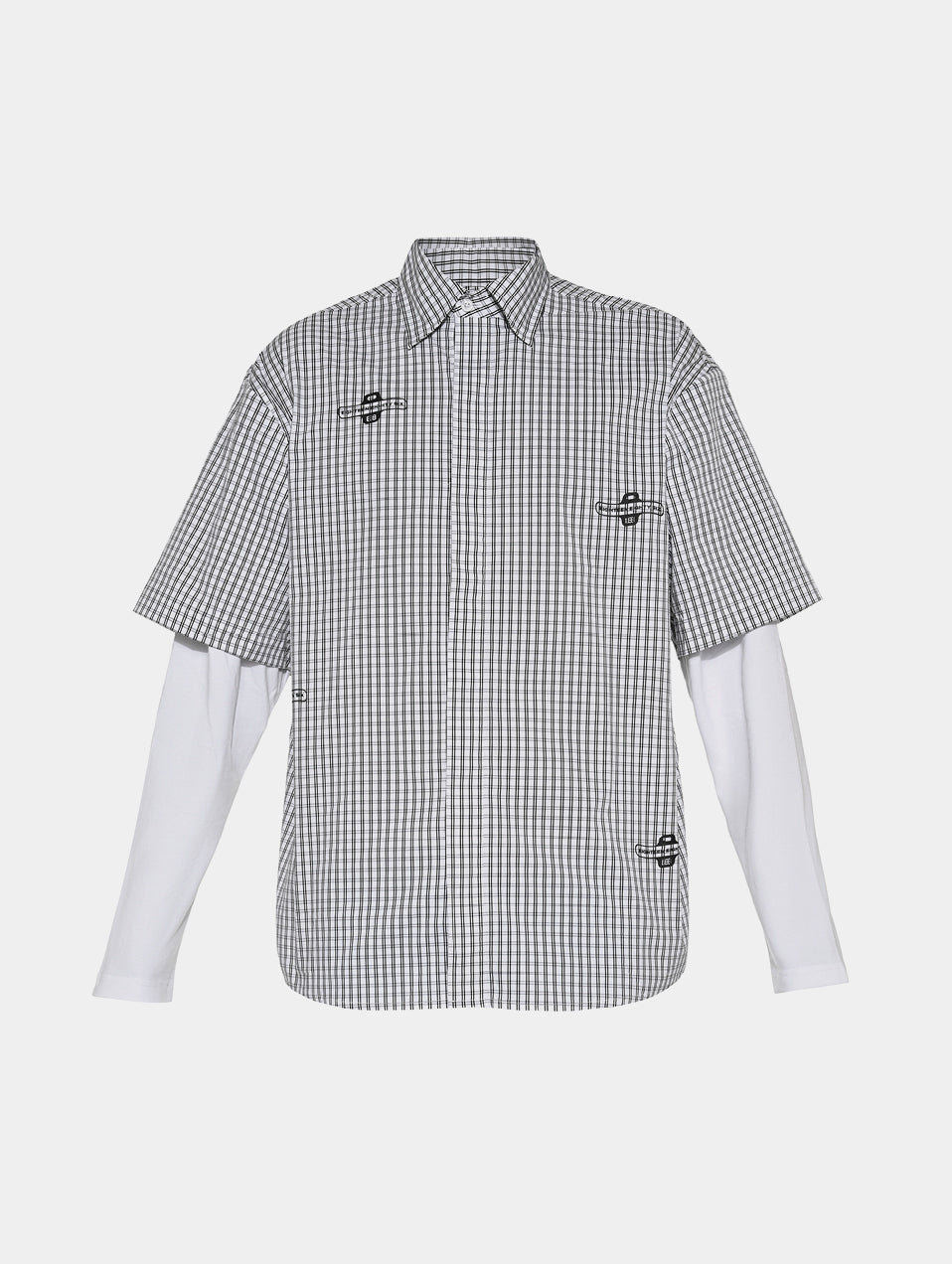 GINGHAM DOUBLE SHIRT - GREY