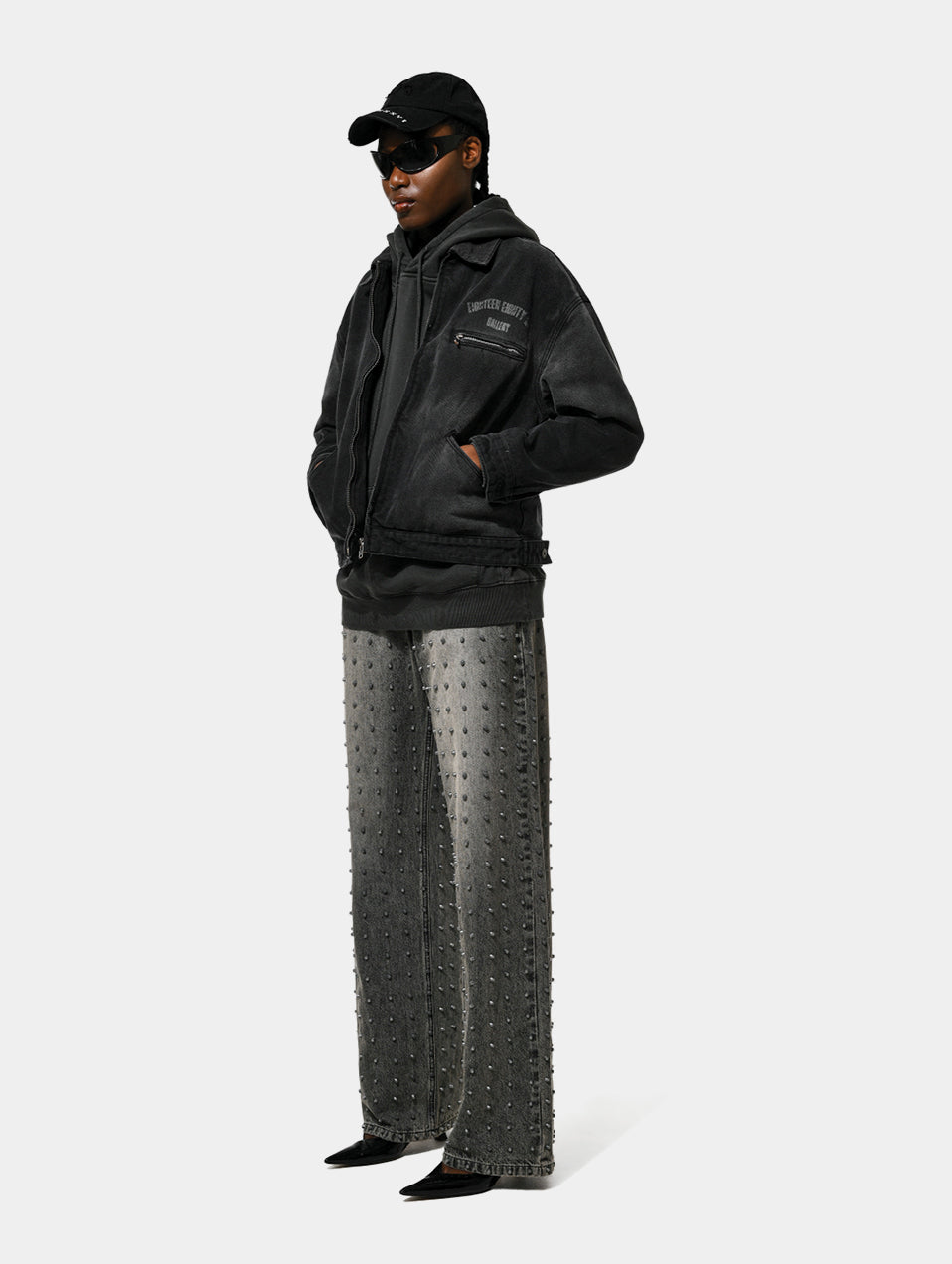 HEAVY WASHED WORK WEAR JKT - BLACK