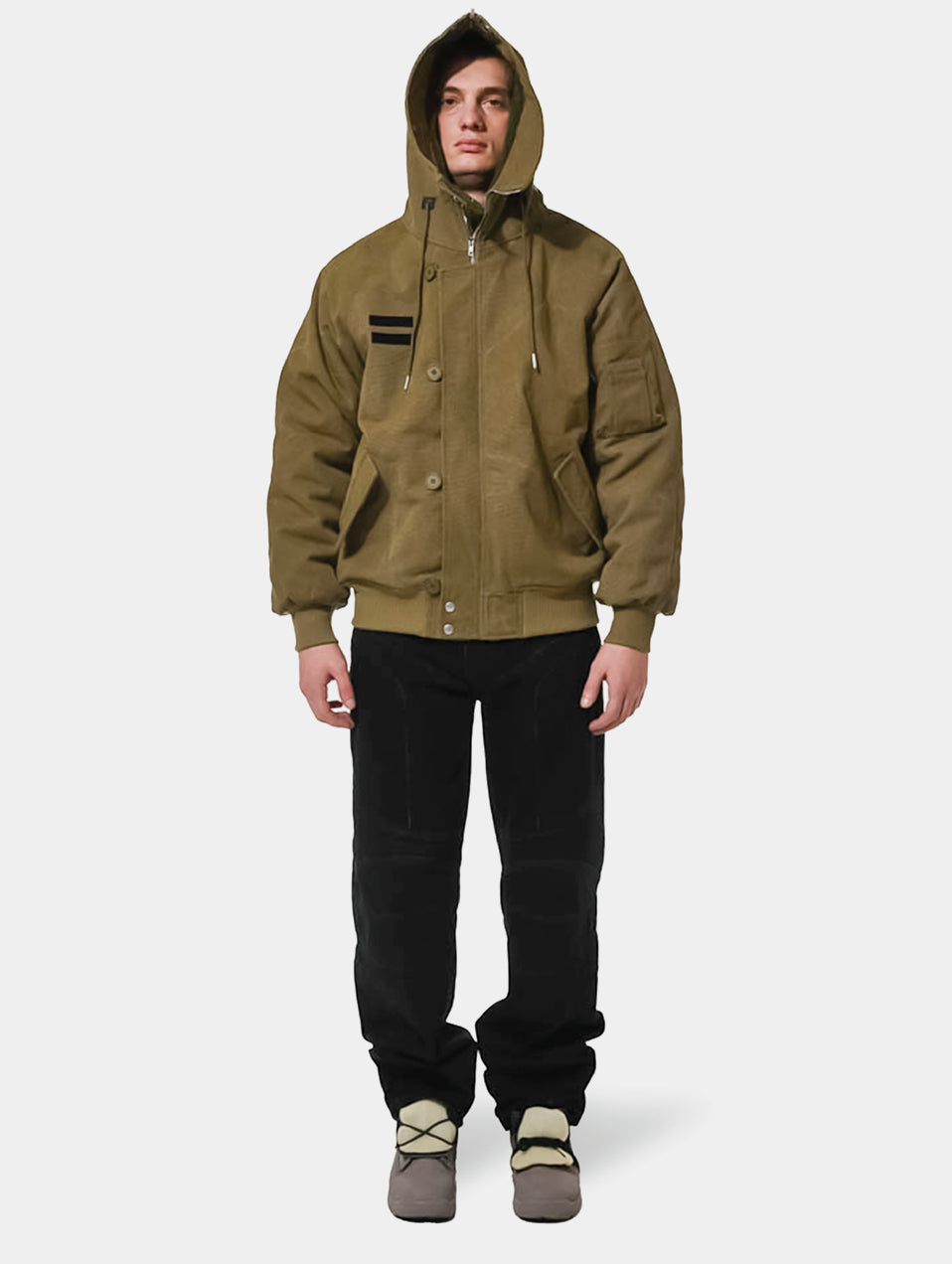 HOODED PILOT BOMBER -  UTILITY GREEN