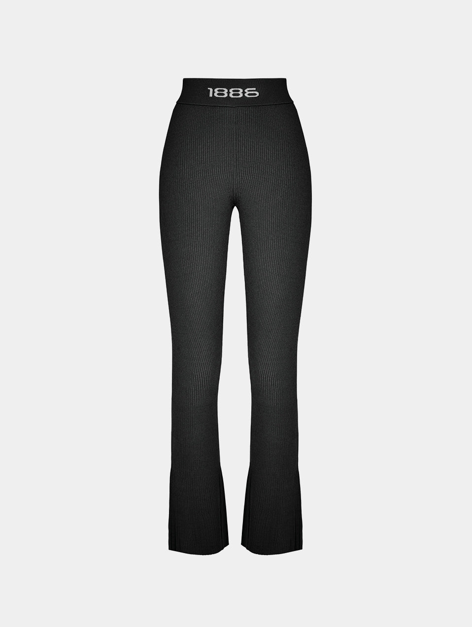 OMBRE KNIT FLARE PANTS- BLACK