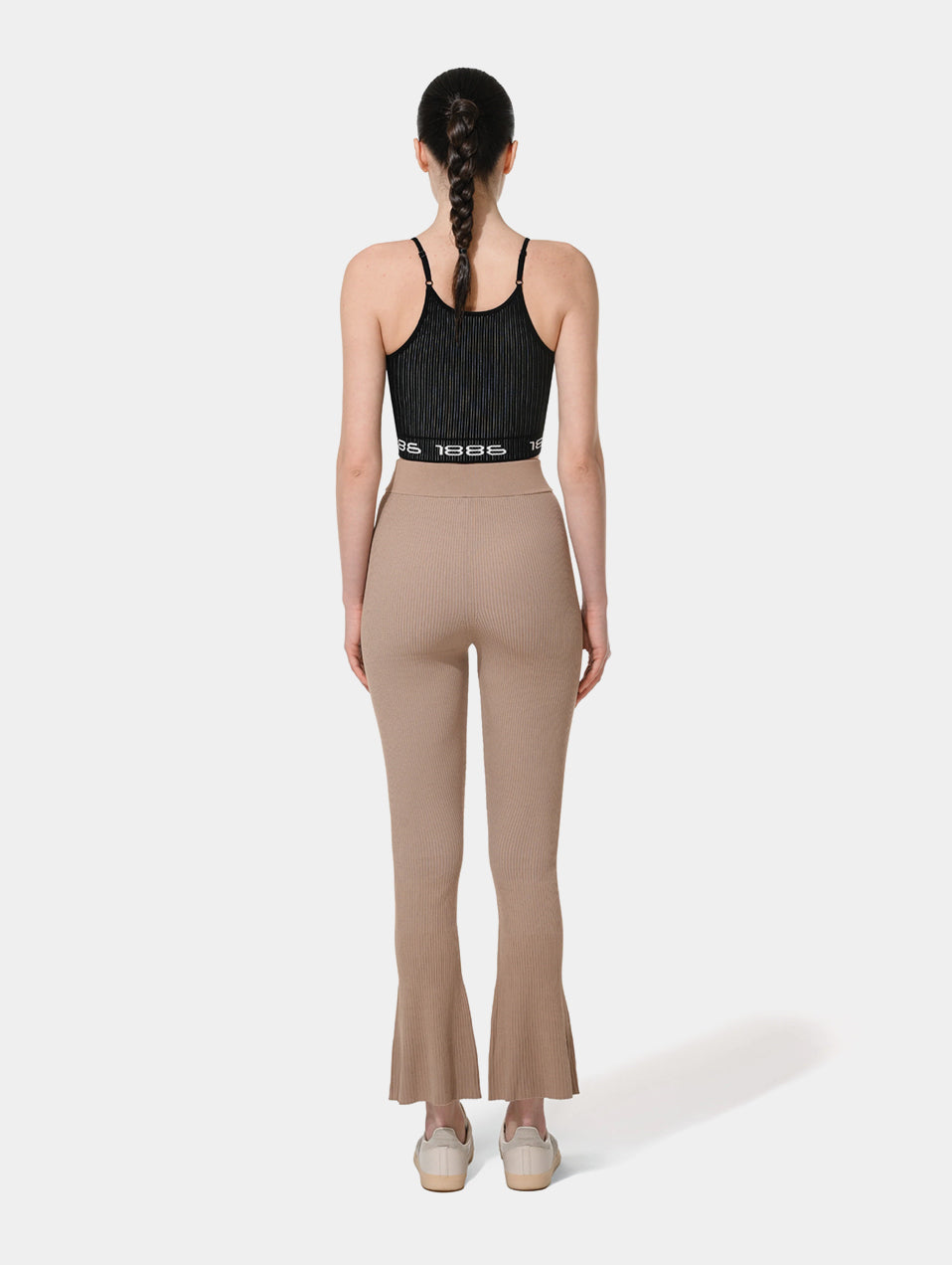 OMBRE KNIT FLARE PANTS- BROWN