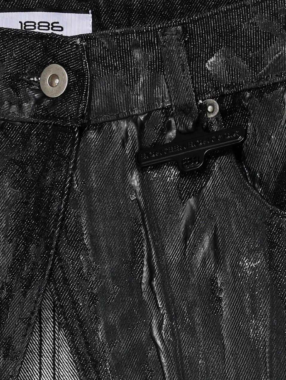 PAINTED DENIM WRAP BELT SKIRT- BLACK