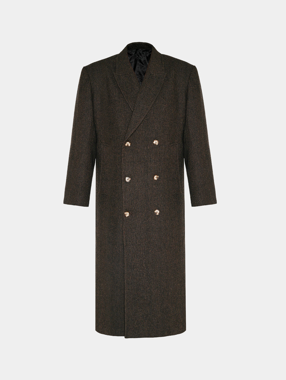 PEAK LAPEL COAT - BROWN