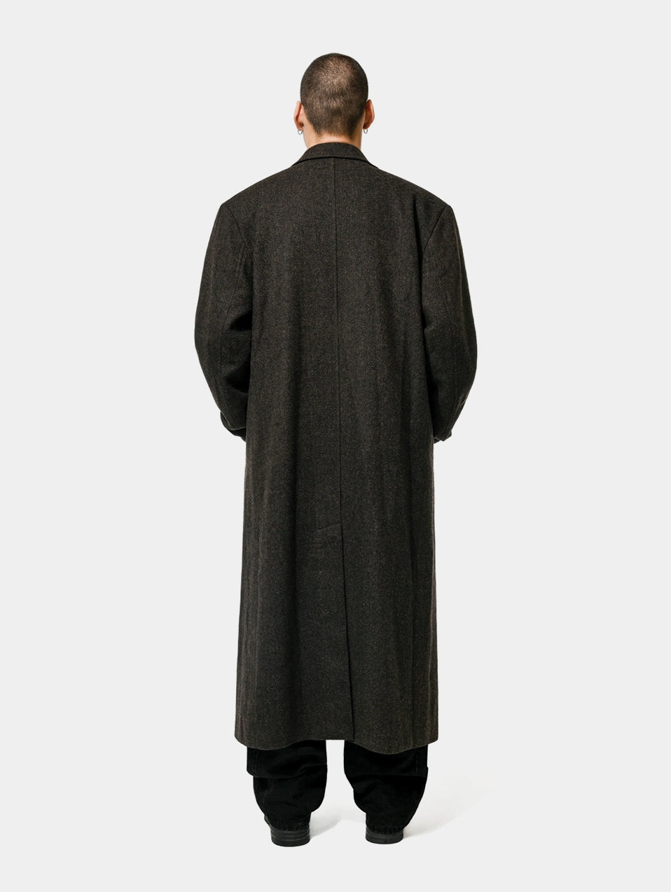 PEAK LAPEL COAT - BROWN