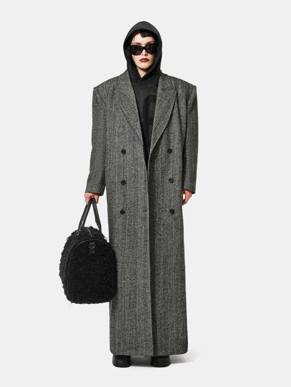 PEAK LAPEL COAT - GREY