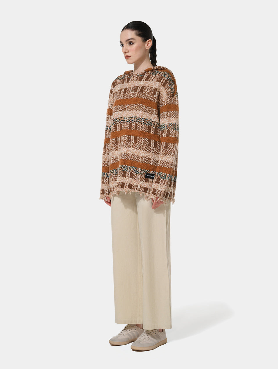 PIN CHECK HOODIE - BROWN