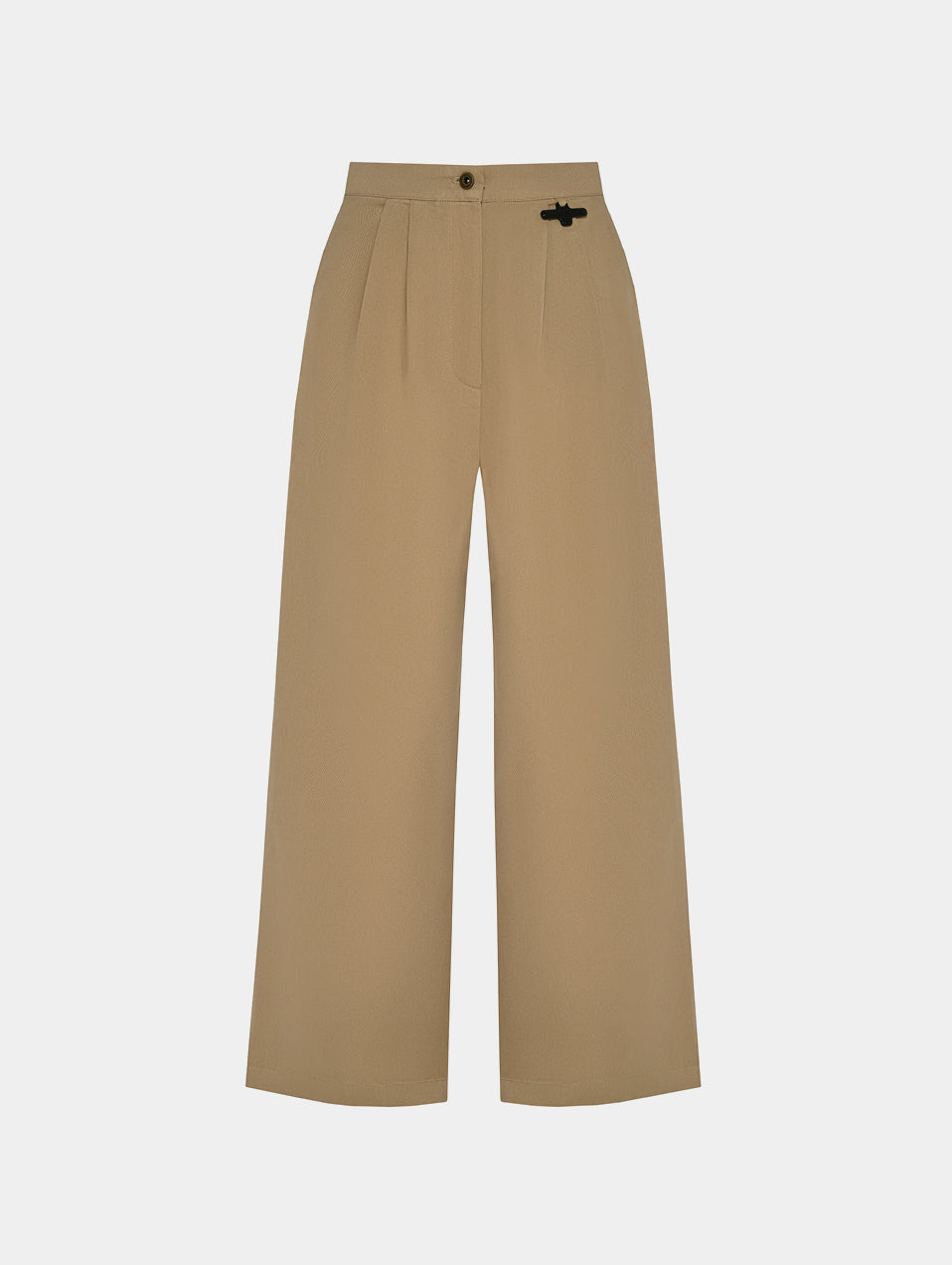 PLEAT DETAIL WIDE LEG PANTS - KHAKI