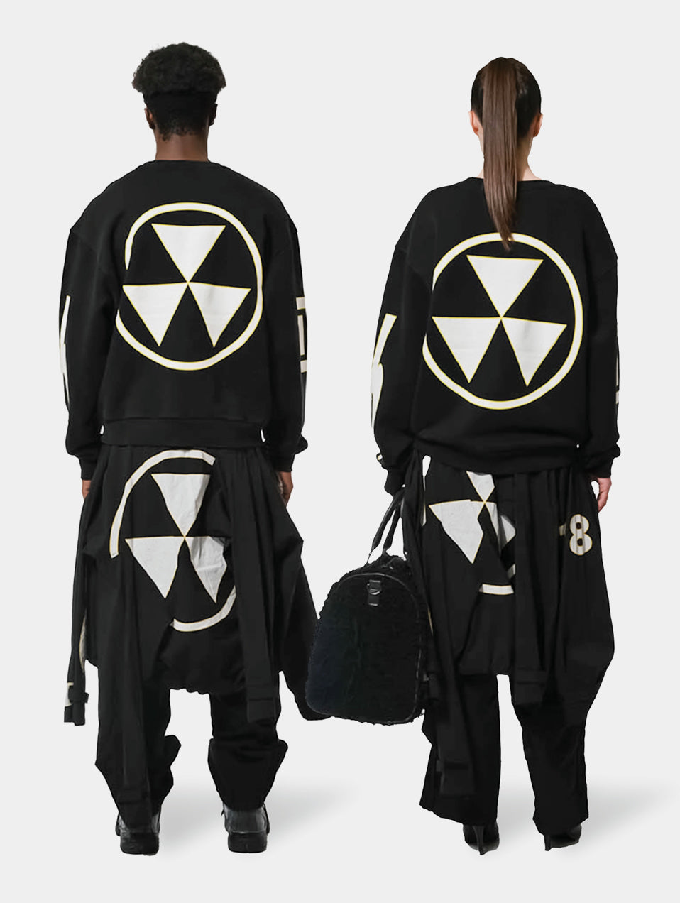 PRINTED DECONSTRUCTED JKT SKIRT - BLACK