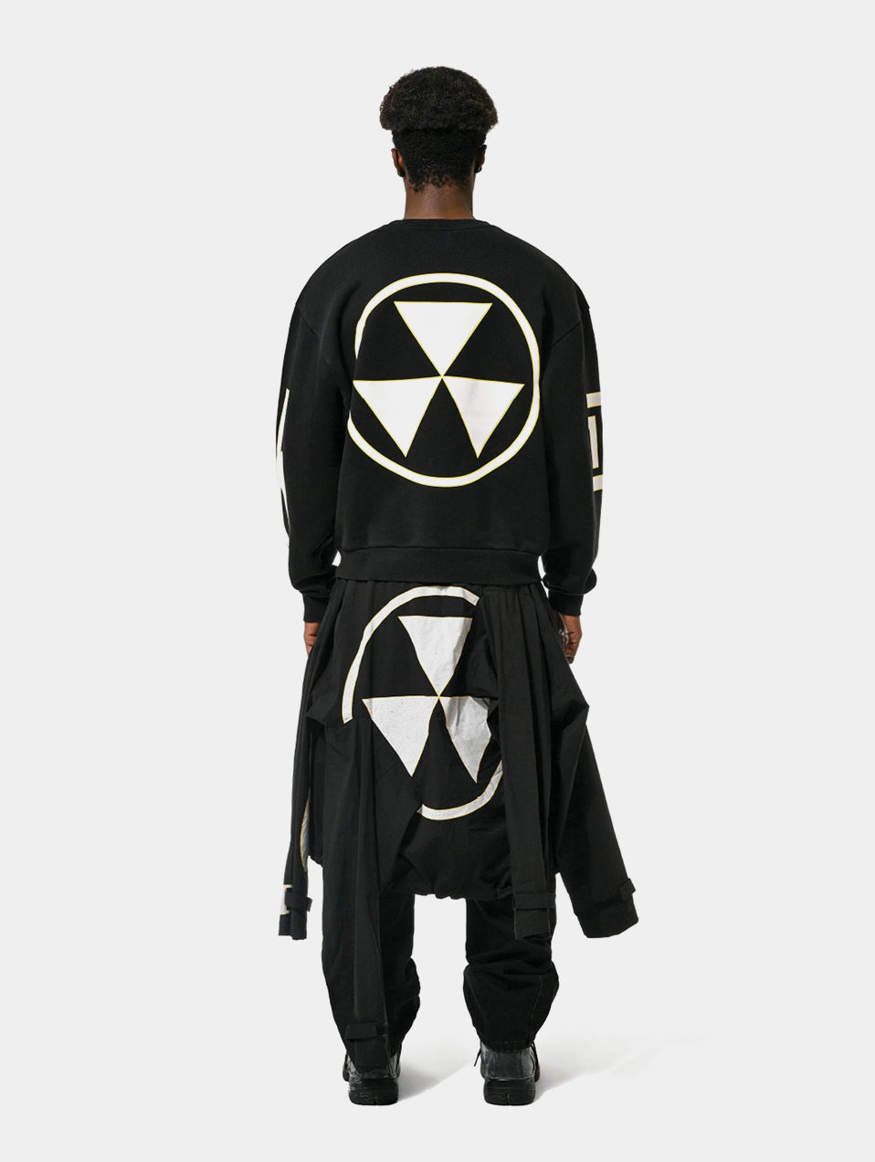 PRINTED DECONSTRUCTED JKT SKIRT - BLACK