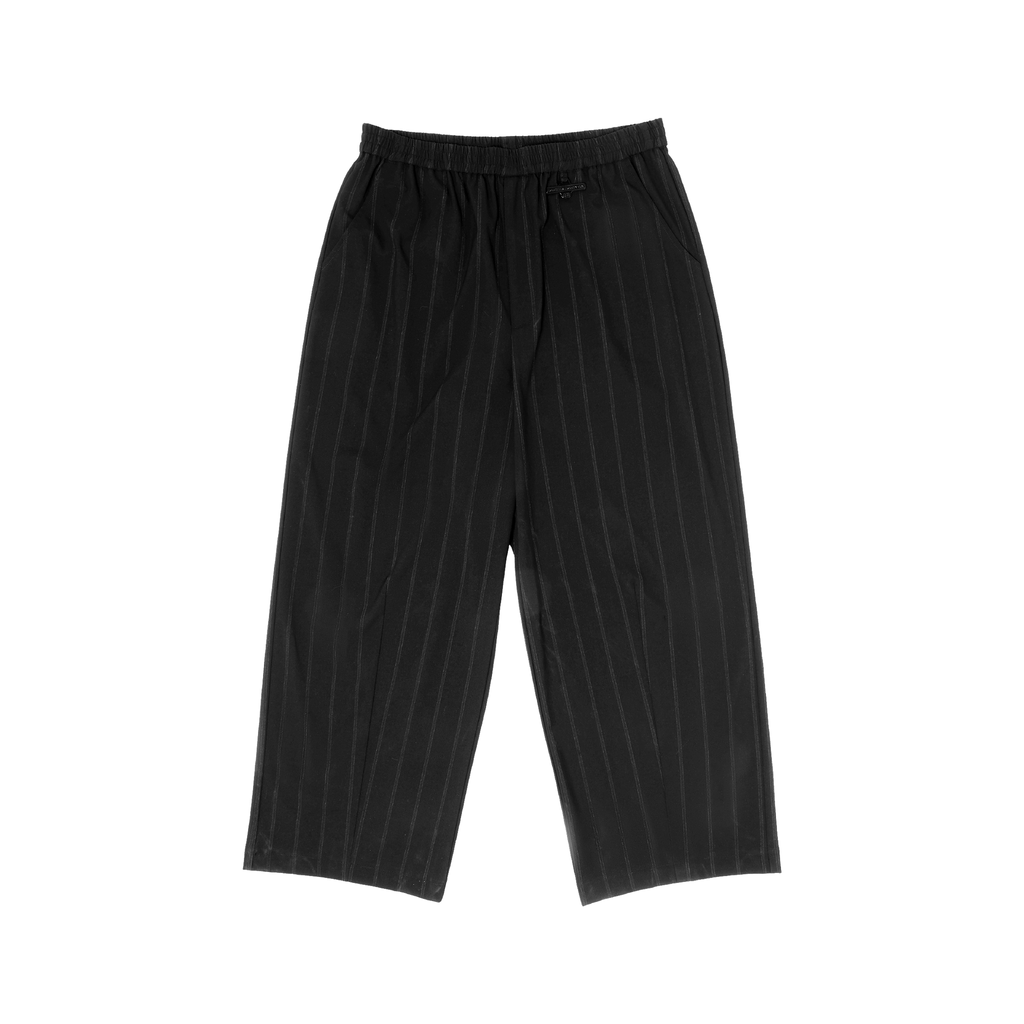 Wide-Leg Striped Pants - Black Stripe