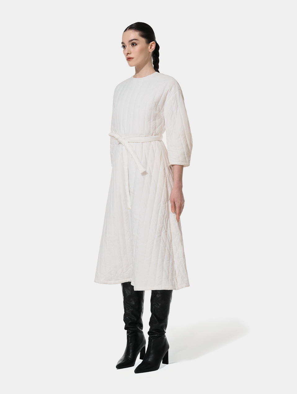 PUFFER DRESS - OFF WHITE