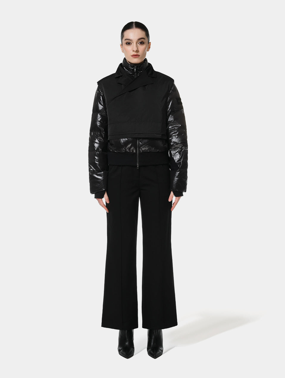 PUFFER JACKET WITH VEST - BLACK